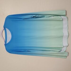 Blue  Geeen Ombre Gradual Long Sleeve Top